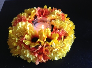 DIY Floral Ring with Candle